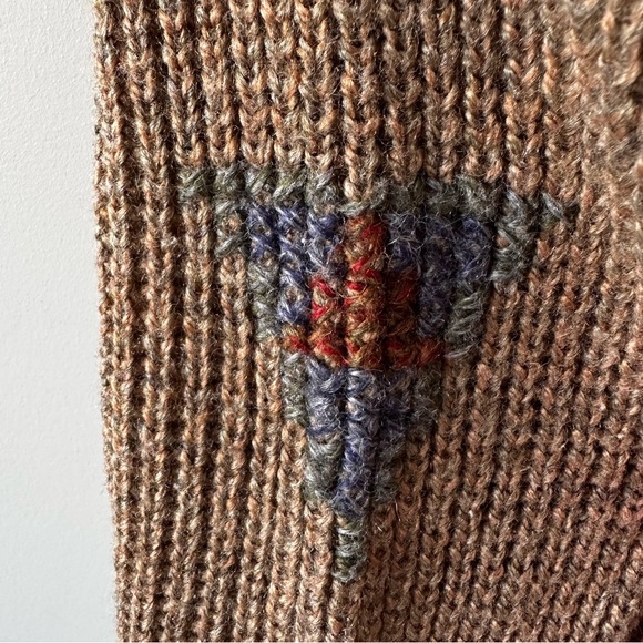 Vintage 80s Chunky Knit Southwestern Aztec Sweater Grandpa MG Retro - Picture 8 of 11